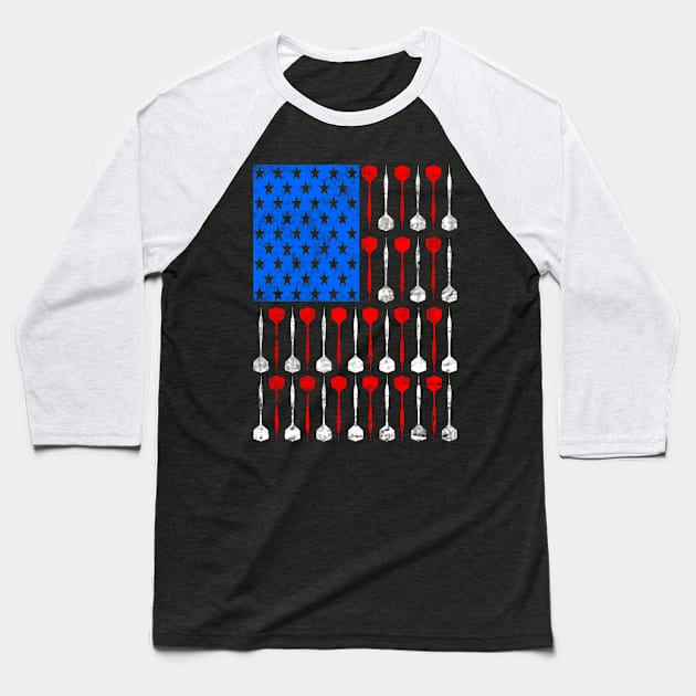 Darts Player USA Flag America Baseball T-Shirt by Visual Vibes